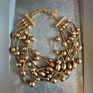 Vintage Gold Carolee Faux Pearl Necklace